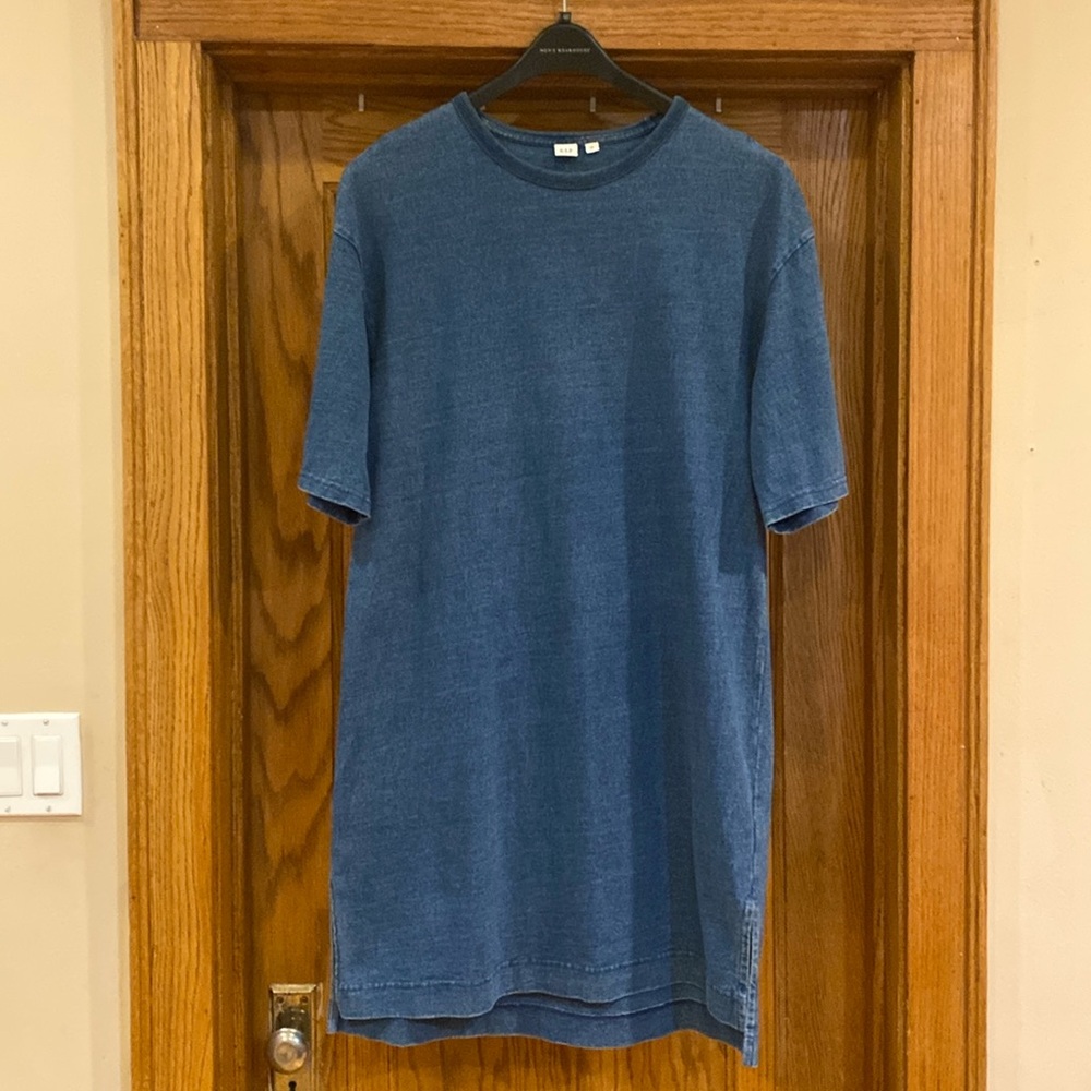 GAP Blue Short-Sleeve Knit T-Shirt Dress